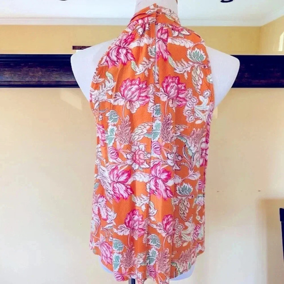 RACHEL by Rachel Roy Tangerine Floral Sleeveless Halter Tank Women’s Small - Picture 4 of 11